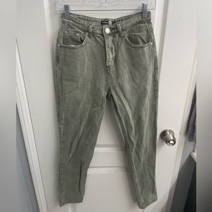 Green Denim BooHoo Mom Jeans